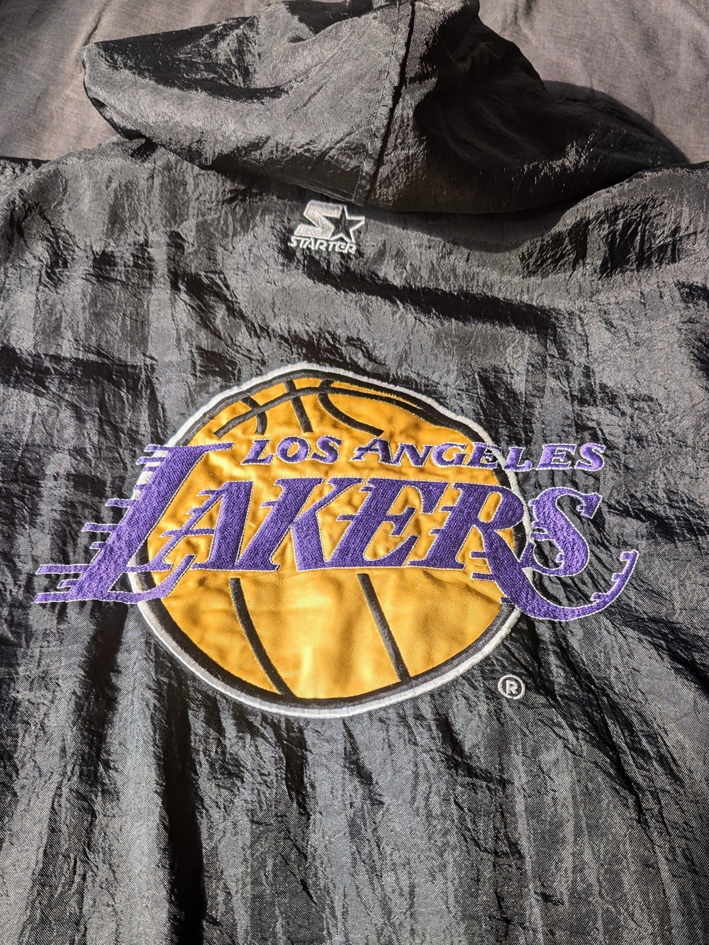 Vintage STARTER Black Lakers Embroidered Logo Anorak Jacket - Picture 4 of 5